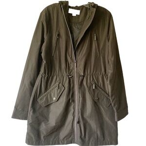 Michael Kors Black Polyester Windbreak Waterproof Hooded Parka Jacket size M
